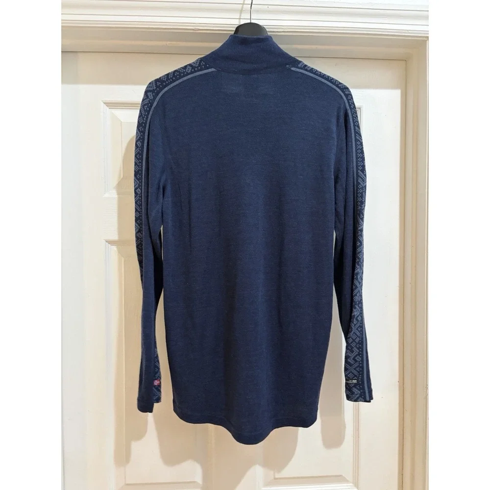 NWT Viking of Norway Merino Wool Bamboo Quarter Zip Top Blue Size S